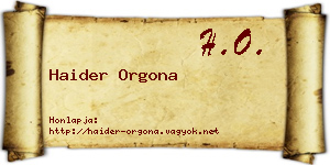Haider Orgona névjegykártya